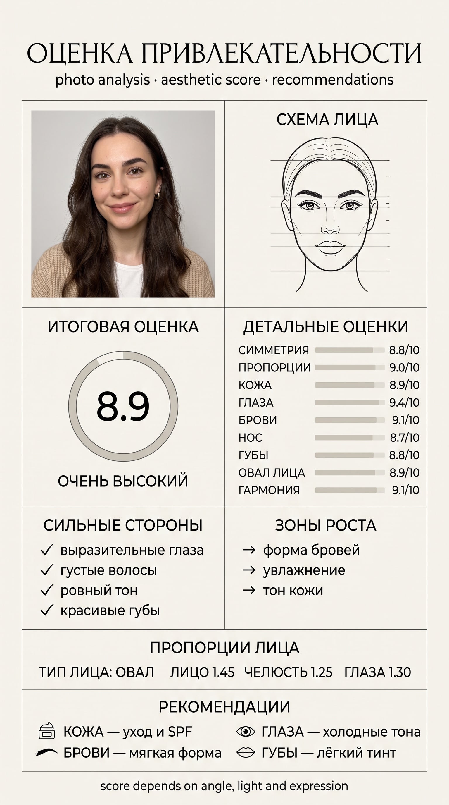 Шаблон «Оценка привлекательности» — пример результата