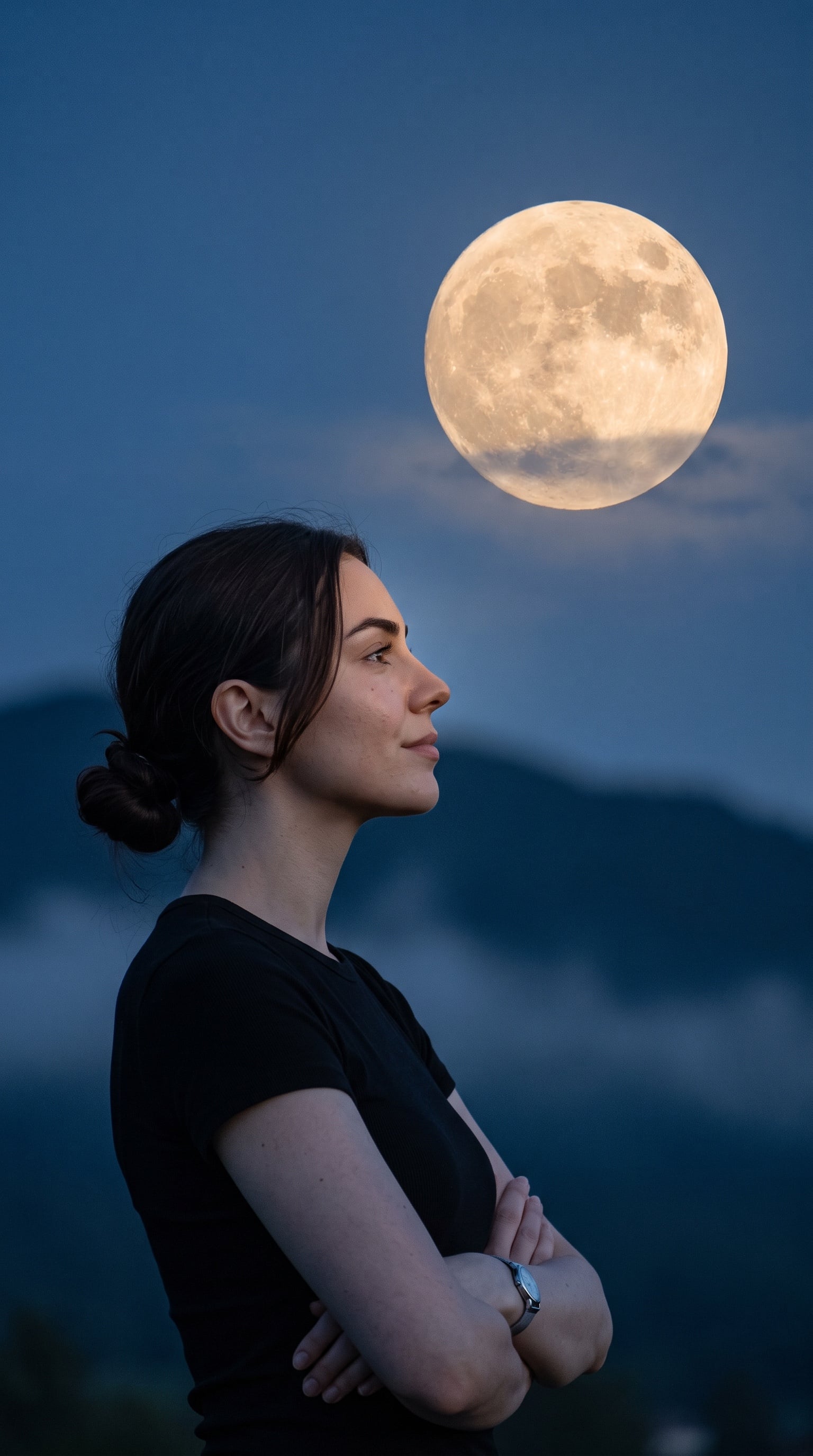 Шаблон «Она и луна 🌕» — пример результата нейросети